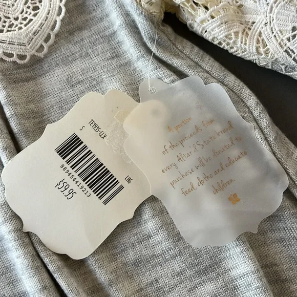 Altar’d State Lace Yoke Long Sleeve Knit Top Keyhole Back NWT - Picture 6 of 10